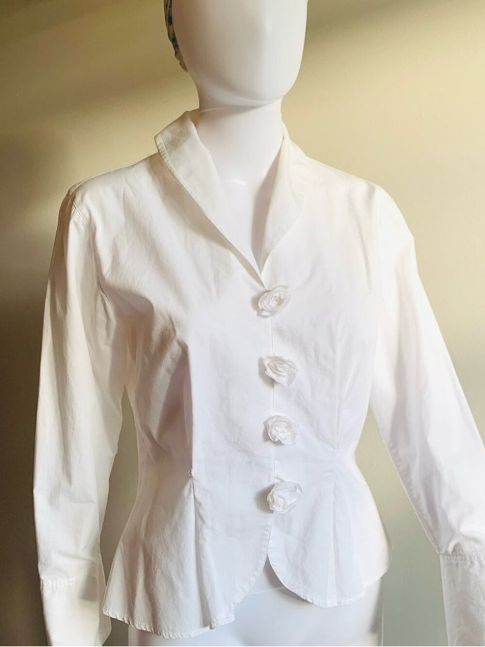 Anne Fontaine White Button-Front Cotton Blouse